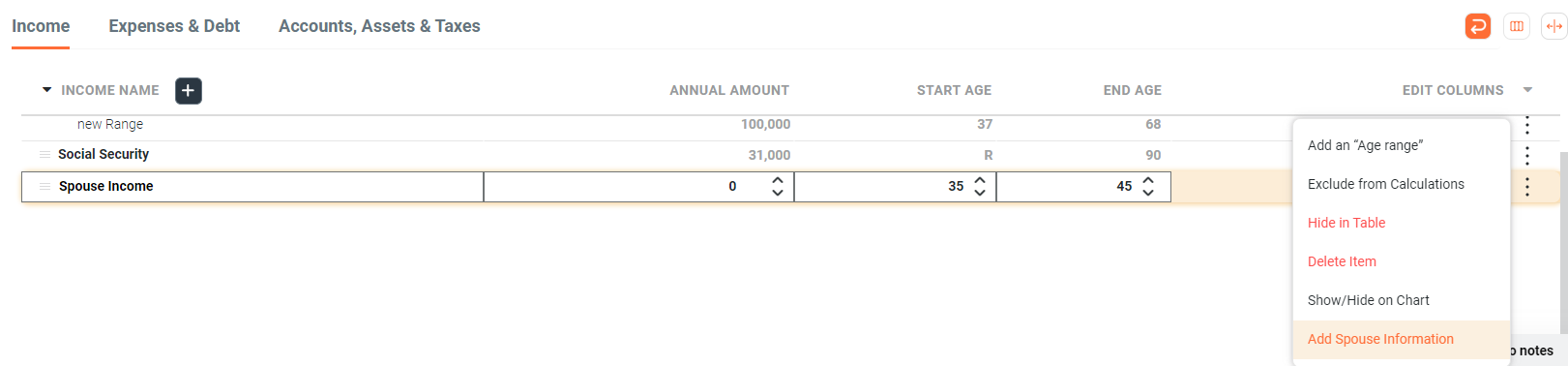 Add spouse info from main table