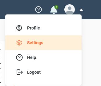 Header menu settings item