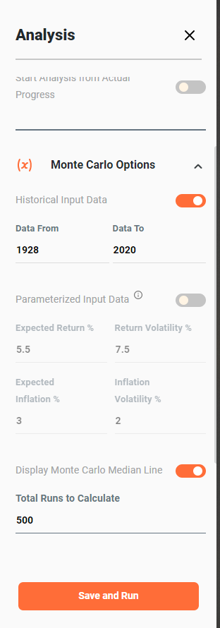 Monte Carlo tab options